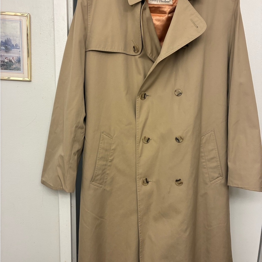 Classic Tan Trench Coat. No smoking. A very warm coat. No flaws